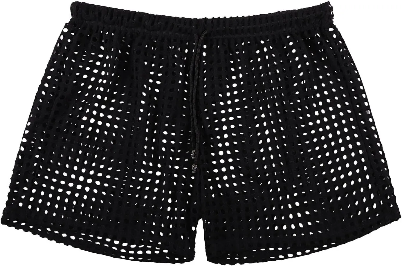Men's Mesh Fishnet Boxer Briefs See-Through Sexy Low Waist Drawstring Underwear Ultra Breathable Male Erotic Lingerie
