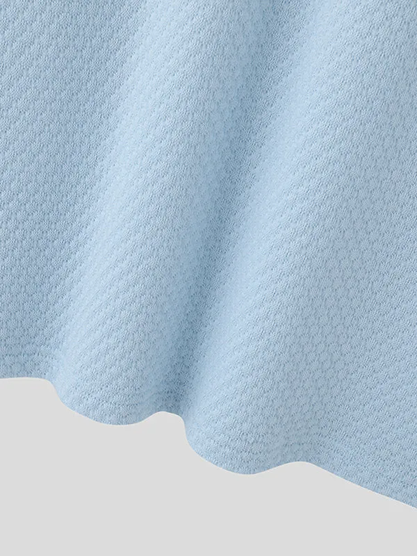 Mens Minimalist Textured Collared Long-Sleeve Shirt SKUK74977