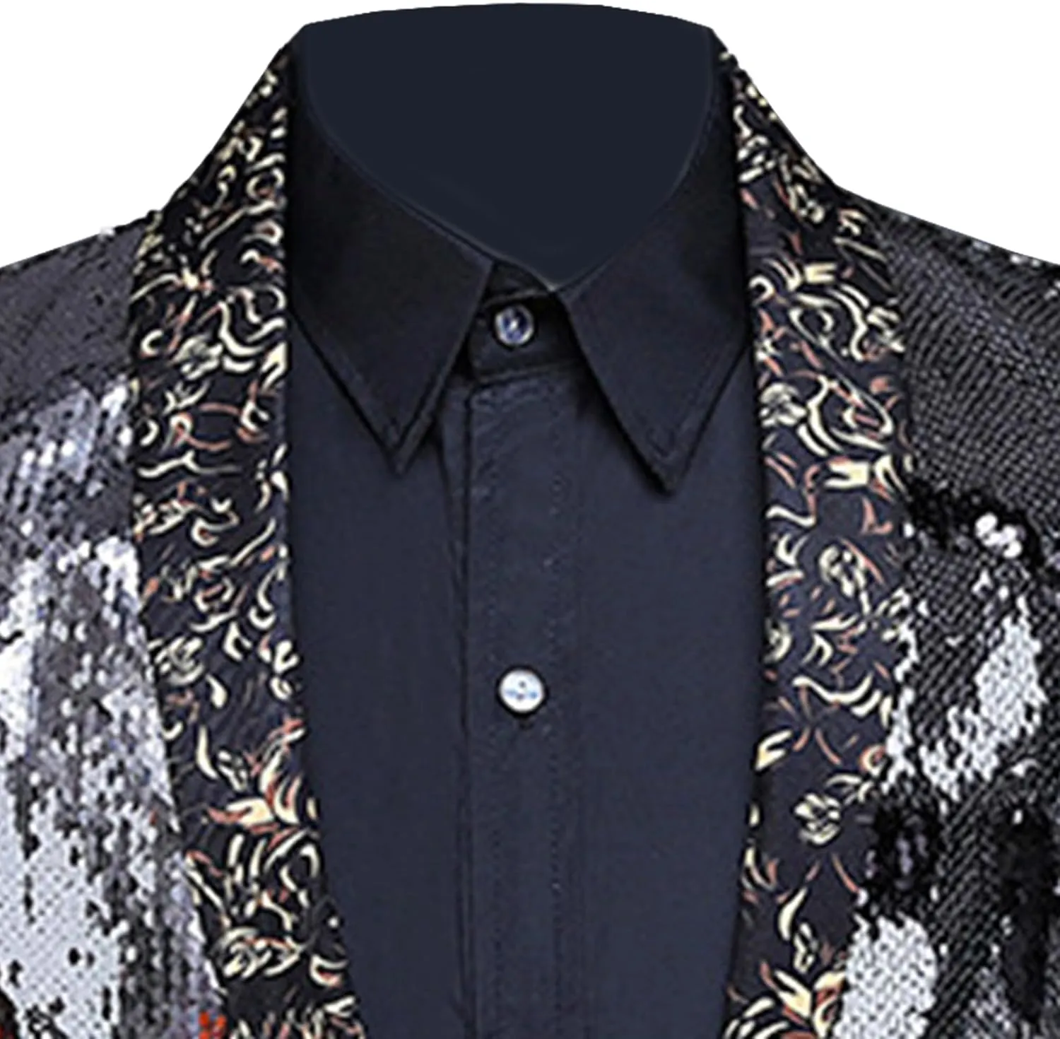 Mens Sequin Blazer Tuxedo Party Prom Fashion Metallic Jacket Shiny Outfit Wedding Tuxedo One Button Jacket