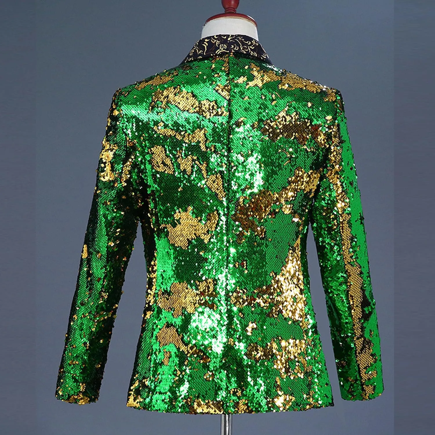 Mens Sequin Blazer Tuxedo Party Prom Fashion Metallic Jacket Shiny Outfit Wedding Tuxedo One Button Jacket