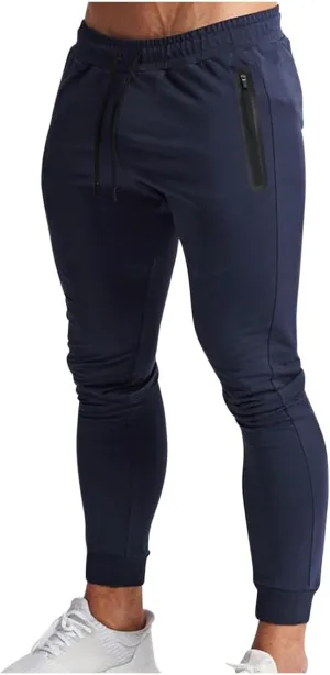 Mens Slim Fit Joggers Stretch Tapered Sweatpants Skinny Golf Athletic Workout Gym Training Pants with Pockets
