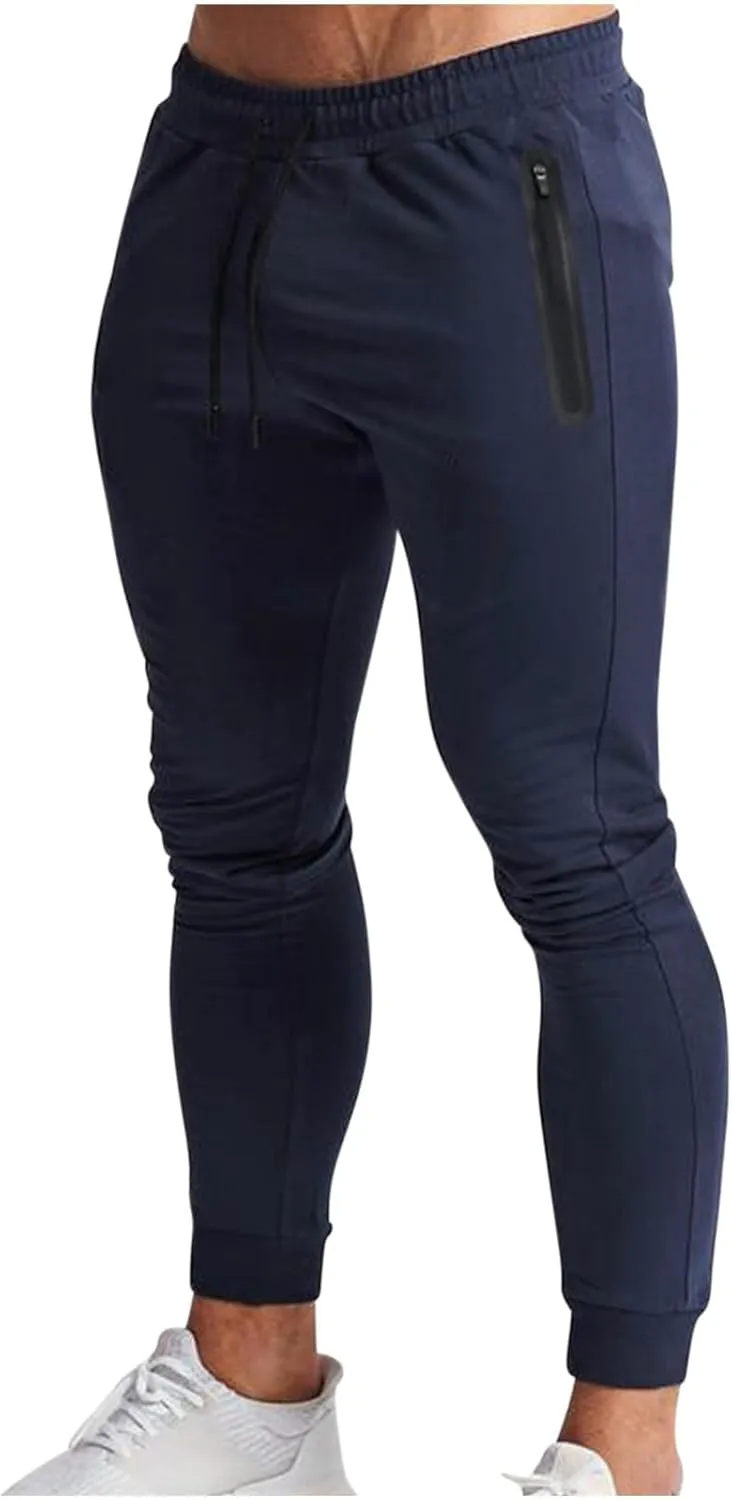 Mens Slim Fit Joggers Stretch Tapered Sweatpants Skinny Golf Athletic Workout Gym Training Pants with Pockets