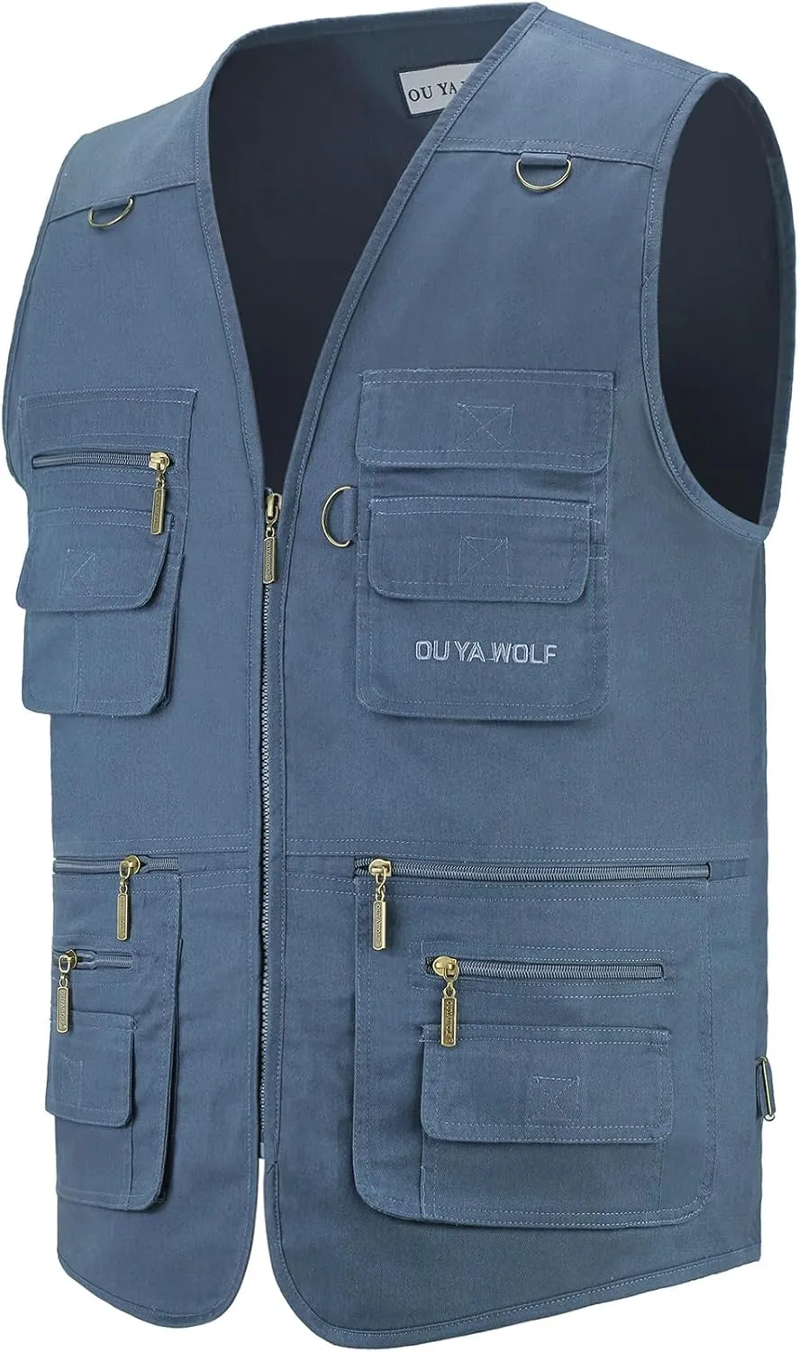 Men's Stone Washed Multi-pocketed Hunting Travel Fishing Utility Work Cargo Outerwear Outdoor Vest