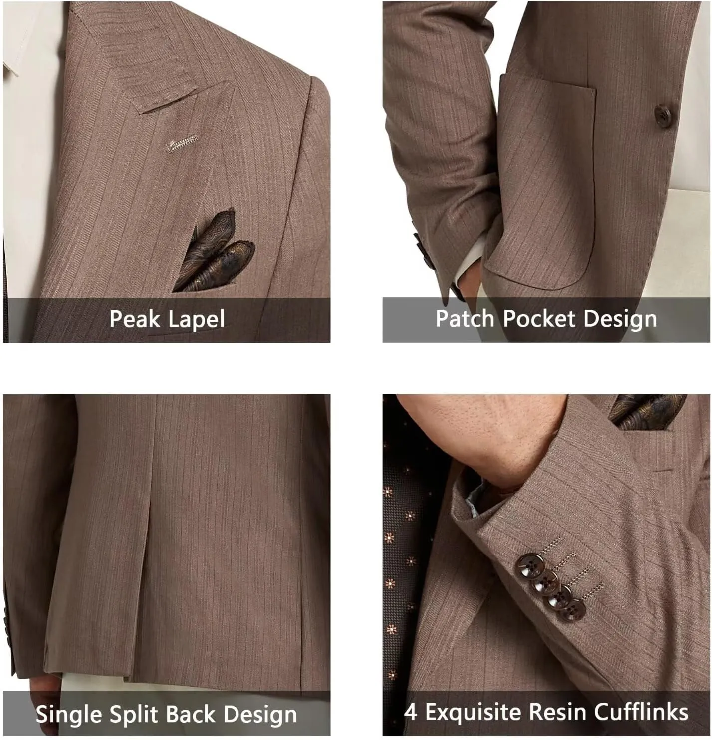 Mens Suit Blazer Slim Fit Sport Jackets for Men Formal Men Sport Coat 2 Button Peak Lapel Blazers for Men Prom Tuxedo Jacket