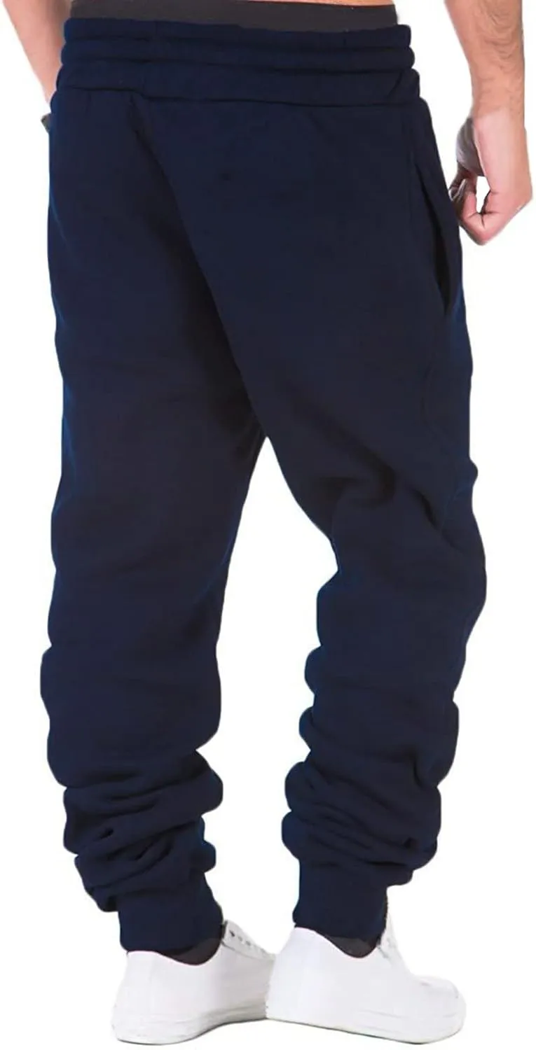 Mens Sweatpants with Pockets Sweatpants for Men Cargo Pants Fleece Joggers Elastic Waist Baggy Drawstring Trousers