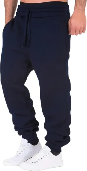 Mens Sweatpants with Pockets Sweatpants for Men Cargo Pants Fleece Joggers Elastic Waist Baggy Drawstring Trousers