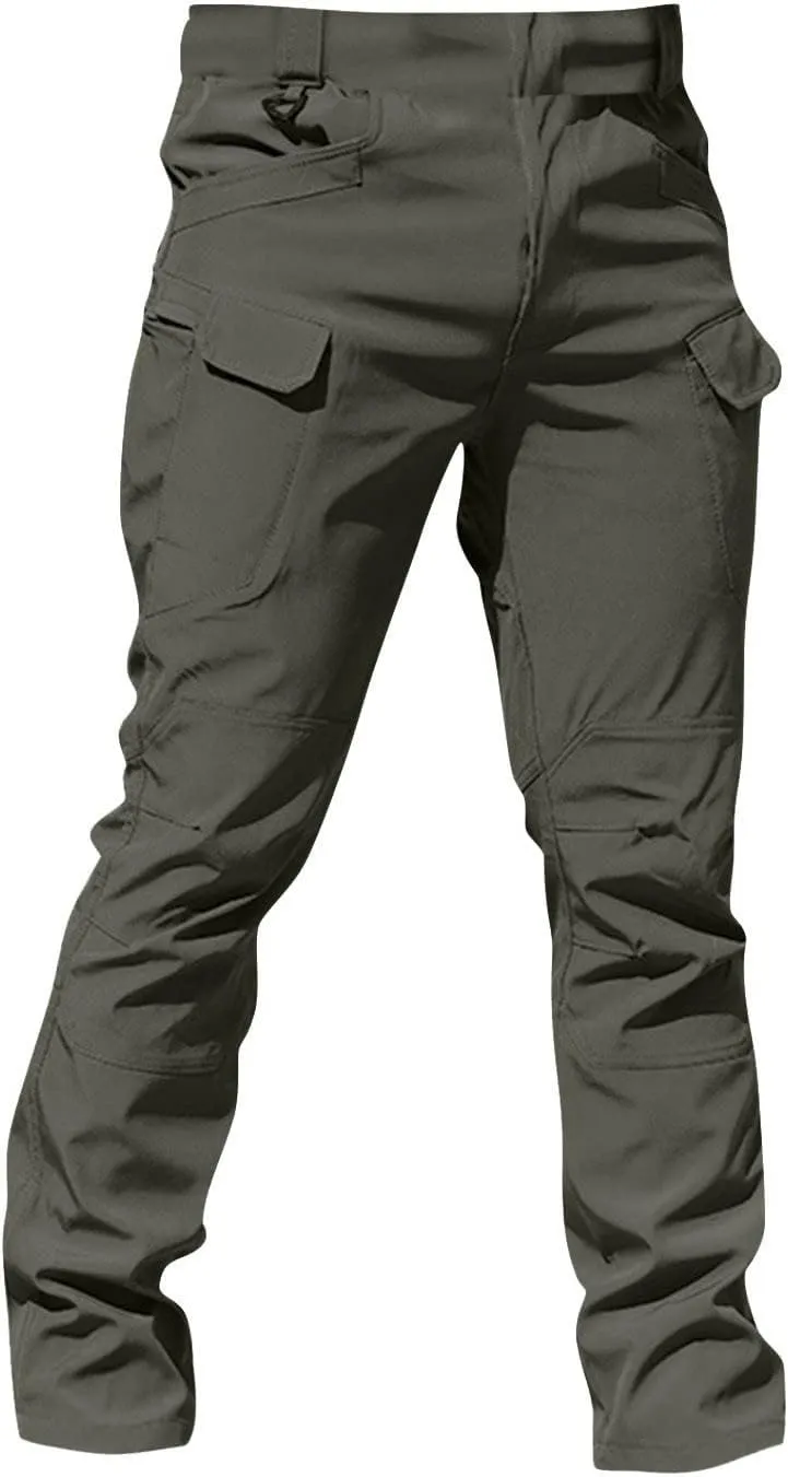 Mens Tactical Pants Waterproof Lightweight Outdoor Work Pants Casual Fishing Hiking Pants with Multi Pockets
