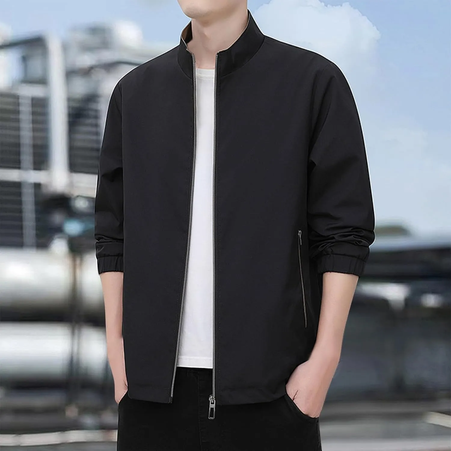 Men's Varsity Jackets Casual Mens Bomber Jacket Fashion Mens Windbreaker Jackets Lightweight Zip Up Jacket Coat