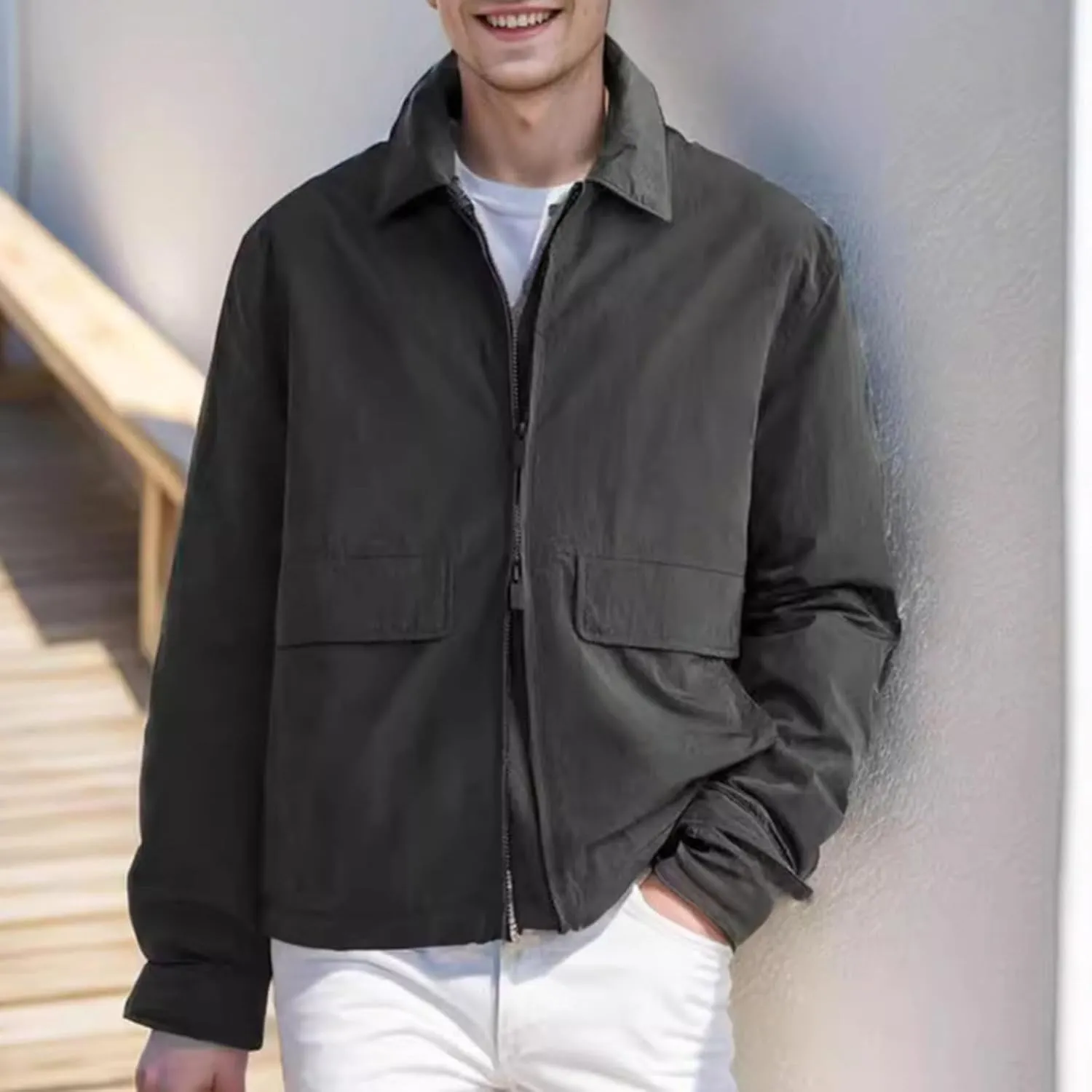 Mens Windbreaker Jackets Lightweight Fashion Zip Up Jacket Casual Men's Varsity Jackets Mens Bomber Jacket Coat