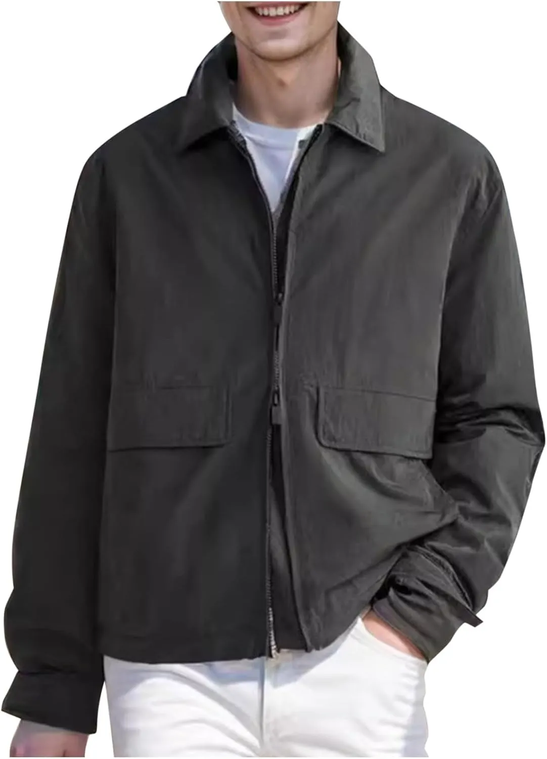 Mens Windbreaker Jackets Lightweight Fashion Zip Up Jacket Casual Men's Varsity Jackets Mens Bomber Jacket Coat