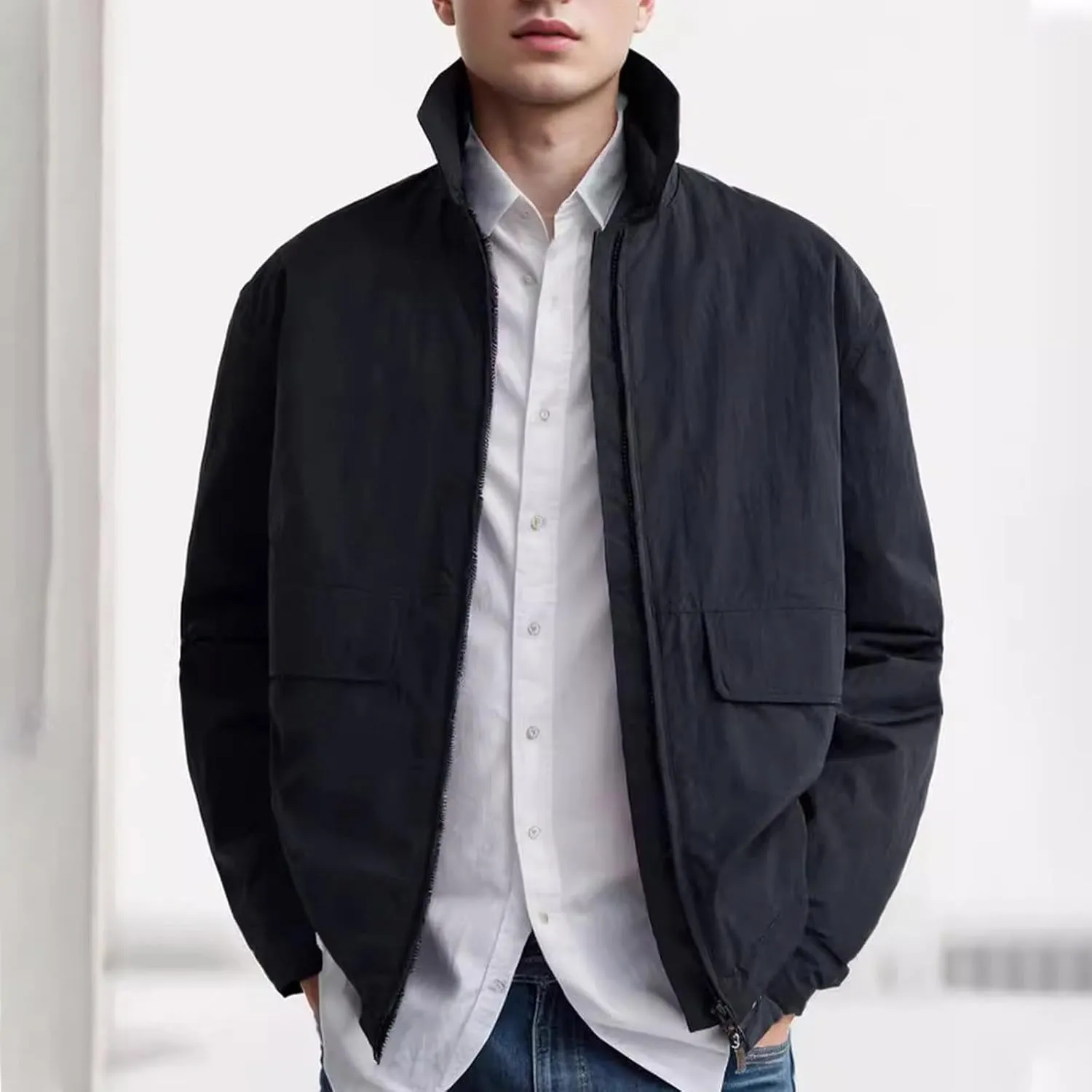 Mens Windbreaker Jackets Lightweight Fashion Zip Up Jacket Casual Men's Varsity Jackets Mens Bomber Jacket Coat
