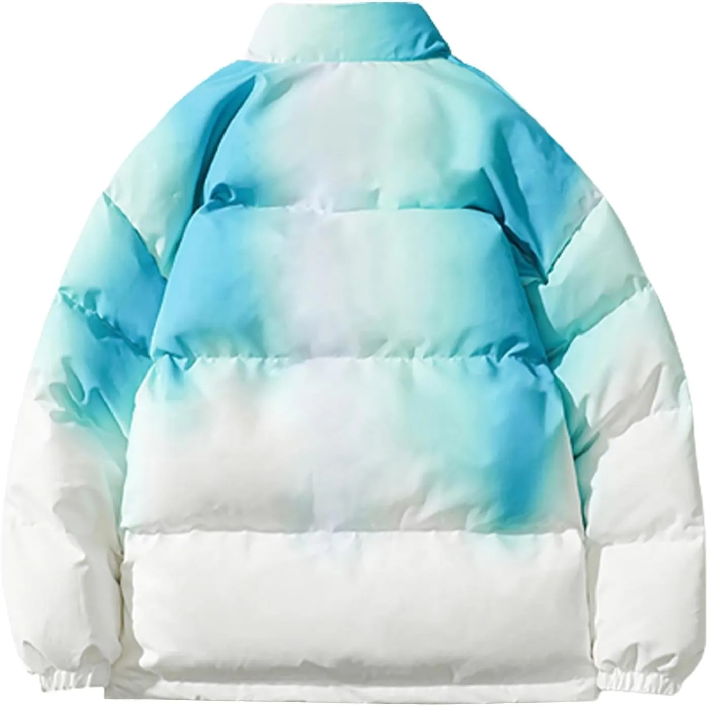 Men's Winter Fashion Tie Dyed Gradual Cotton Padded Coat Street Loose Casual Stand Collar Coat Jackets Outerwear