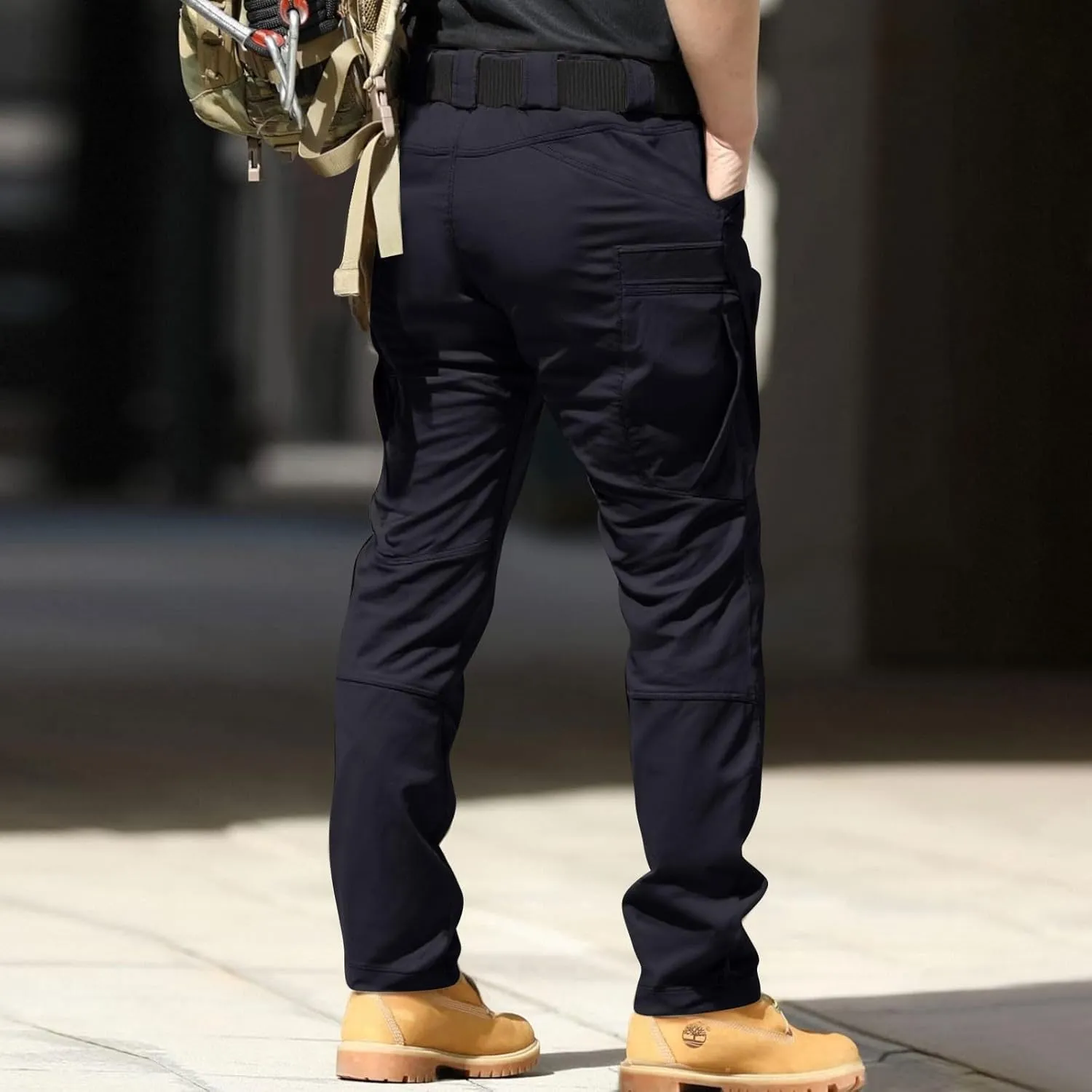 Men's Workout Cargo Pants Utility Elastic Waist Pockets Resistant Lightweight Tactical Pants Stretch Jogging Sweatpants