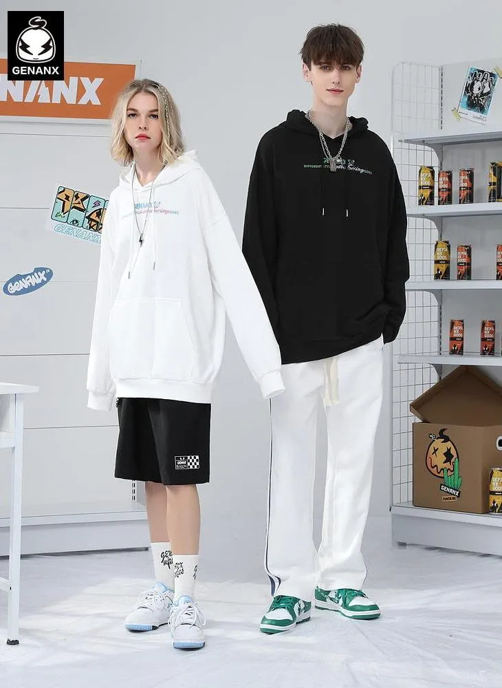 Minimalist Bear Print Long Sleeve Hoodies