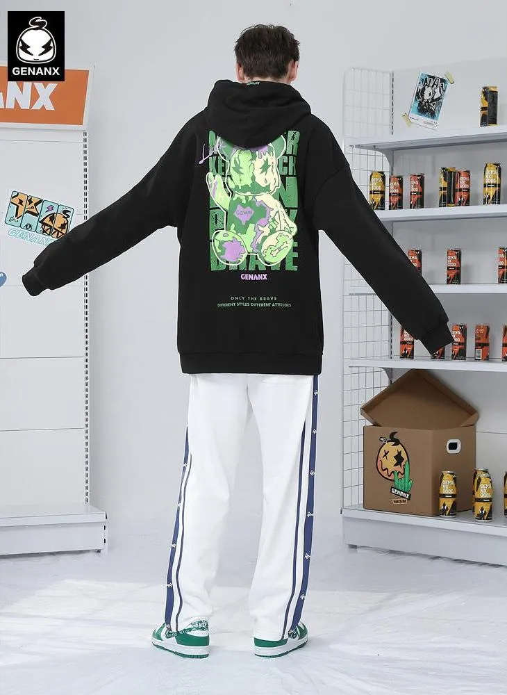 Minimalist Bear Print Long Sleeve Hoodies