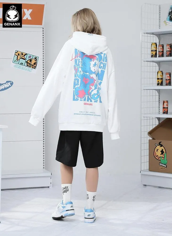 Minimalist Bear Print Long Sleeve Hoodies