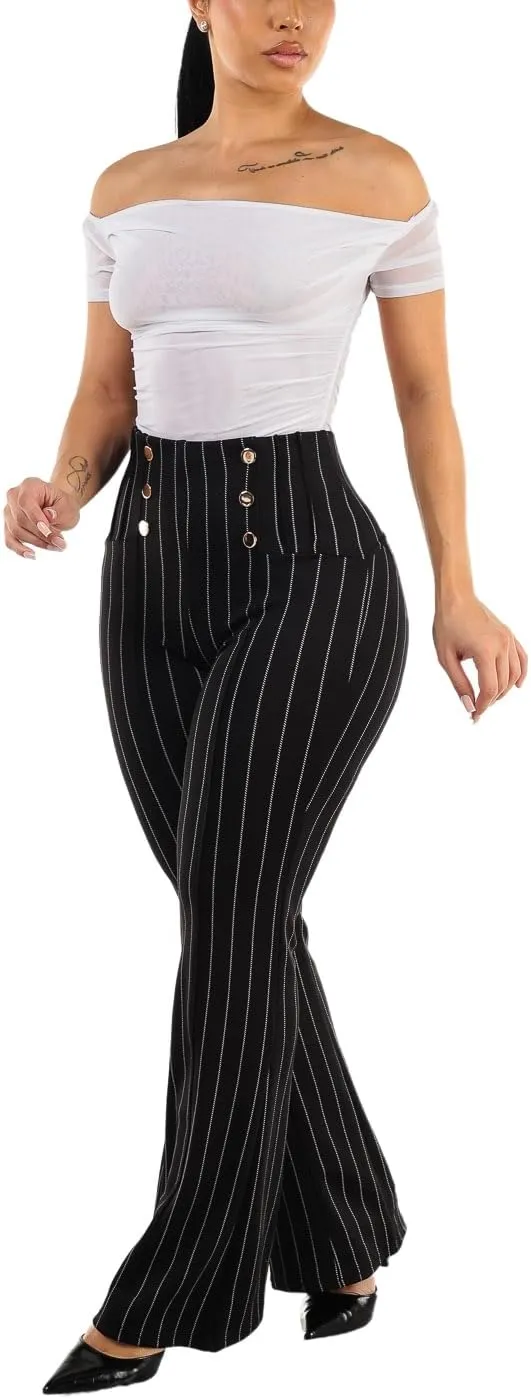 Moda Xpress Women's Juniors High Waist Pull On Stretchy Butt Lifting Black, Plaid, Printed Skinny Pants 10596R