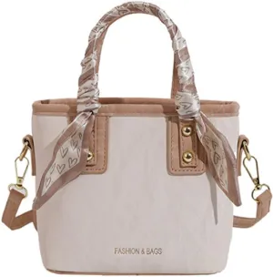 Molodo Small Crossbody Bags for Women Versatile Vegan Leather Shoulder Bag Bucket Bag with Scarf Decoration