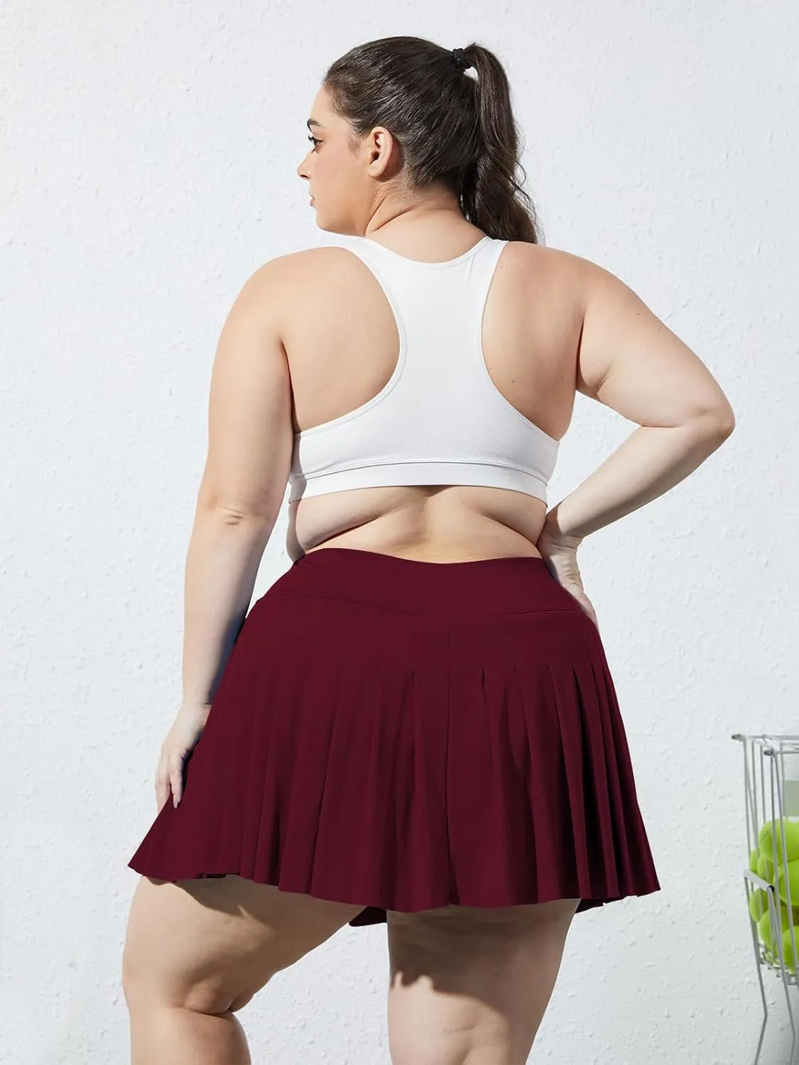 Moon Wood Women's Plus Size Pleated Tennis Skirt- Girls High Waist Athletic Golf Skirts with Shorts