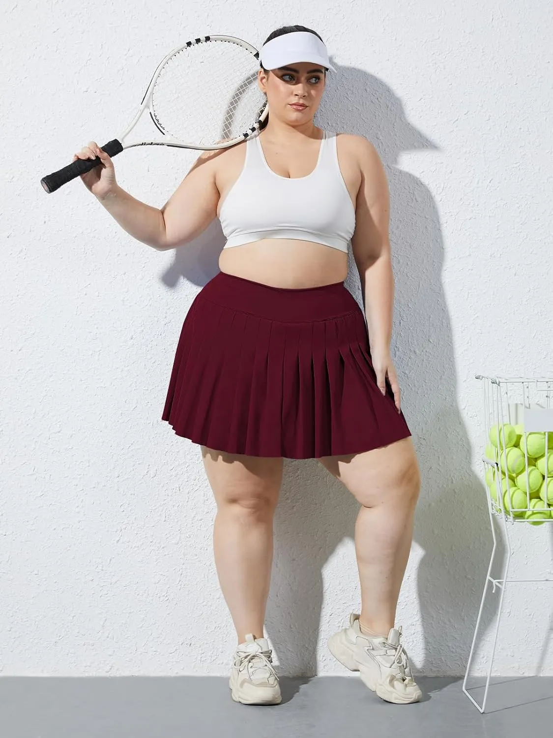 Moon Wood Women's Plus Size Pleated Tennis Skirt- Girls High Waist Athletic Golf Skirts with Shorts