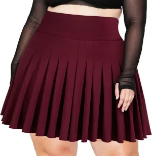 Moon Wood Women's Plus Size Pleated Tennis Skirt- Girls High Waist Athletic Golf Skirts with Shorts