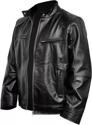 Motorcycle Leather Jacket Men Cafe Racer Distressed Black Leather Jacket For Men Vintage leather jacket Men