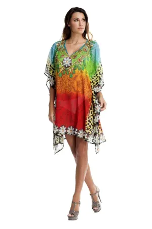 Multi Color Sheer Kaftan / Cover Up