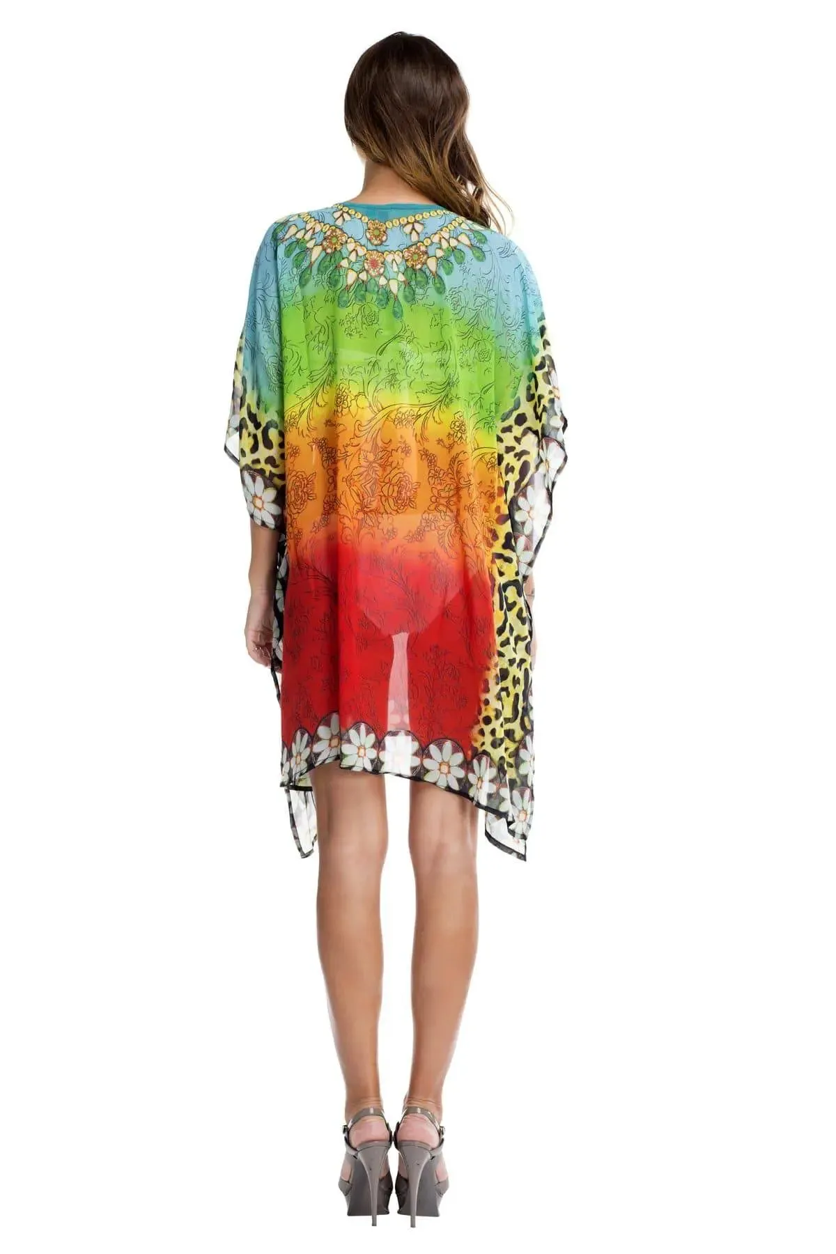 Multi Color Sheer Kaftan / Cover Up