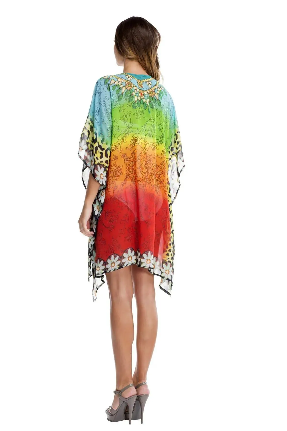 Multi Color Sheer Kaftan / Cover Up