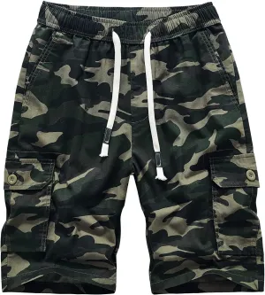 Muscularfit Cotton Gym Shorts for Men 2023 Casual Drawstring Elastic Waist Camouflage Cargo Shorts Summer Work Linen Short