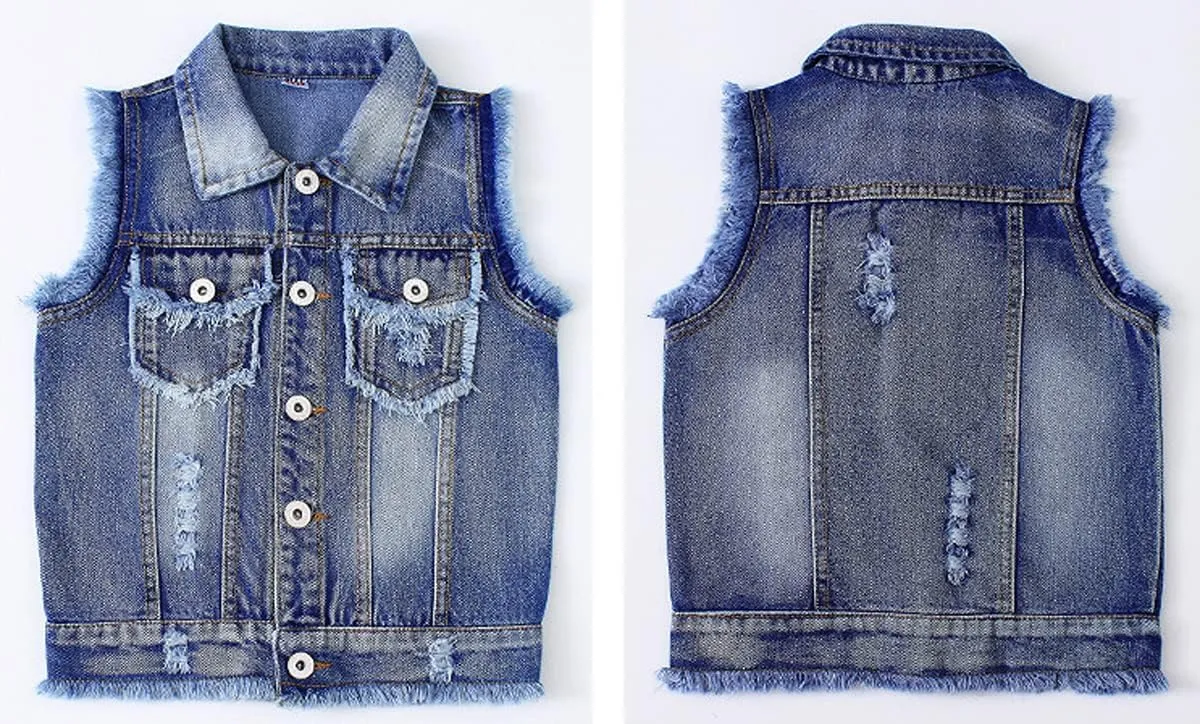 NABER Kids Girls' Fashion Sleeveless Outerwear Denim Jacket Vest Age 4-13 Years
