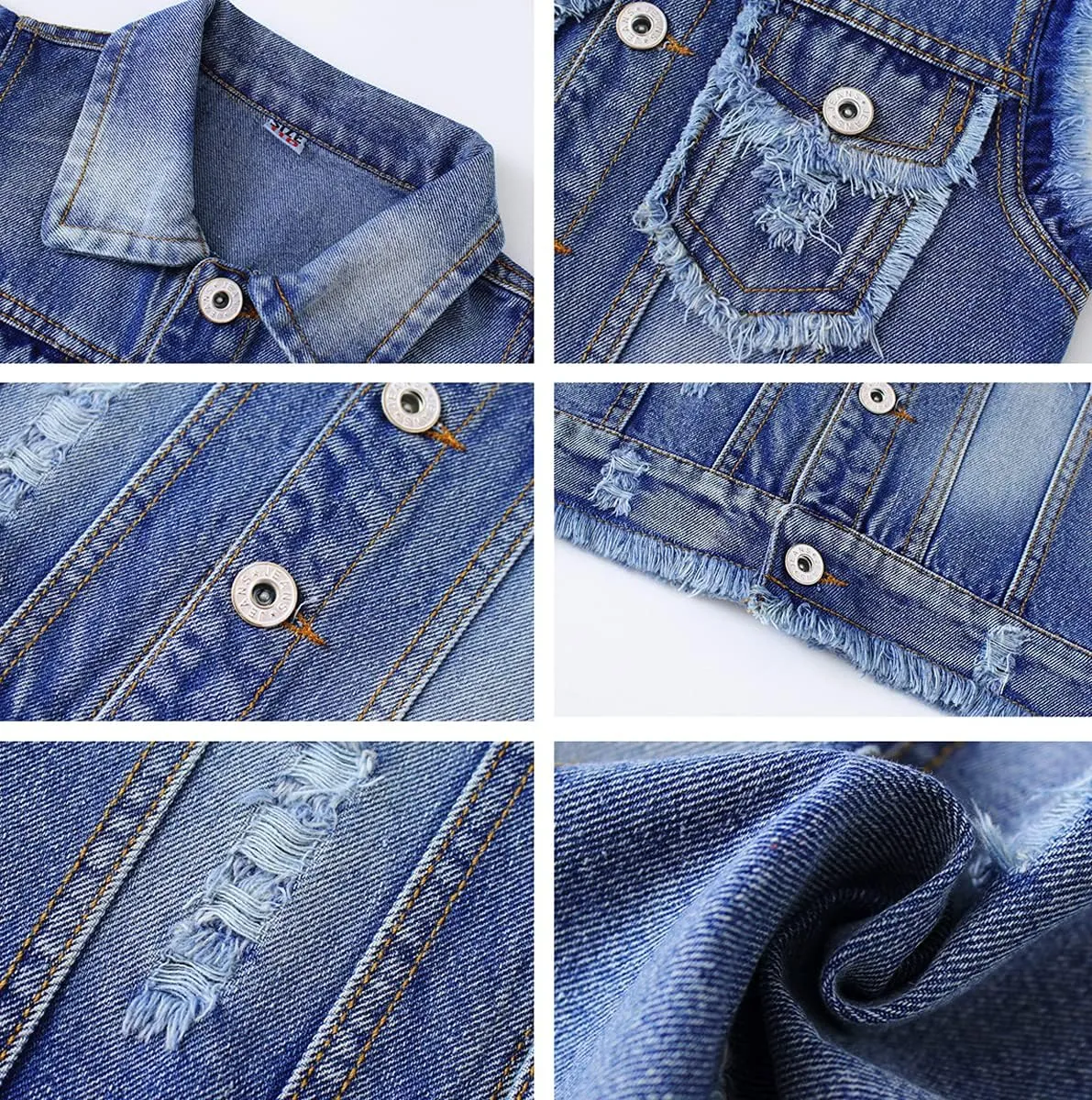NABER Kids Girls' Fashion Sleeveless Outerwear Denim Jacket Vest Age 4-13 Years