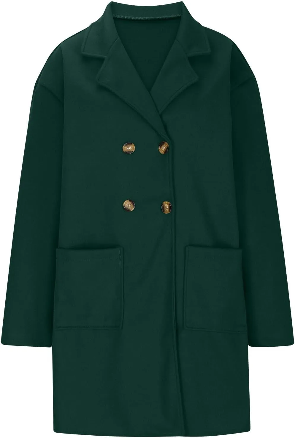 NATHGAM Women's Wool Blend Pea Coats Winter Bussiness Dressy Long Overcoat Single Breasted Fuzzy Fleece Lapel Trench Jackets