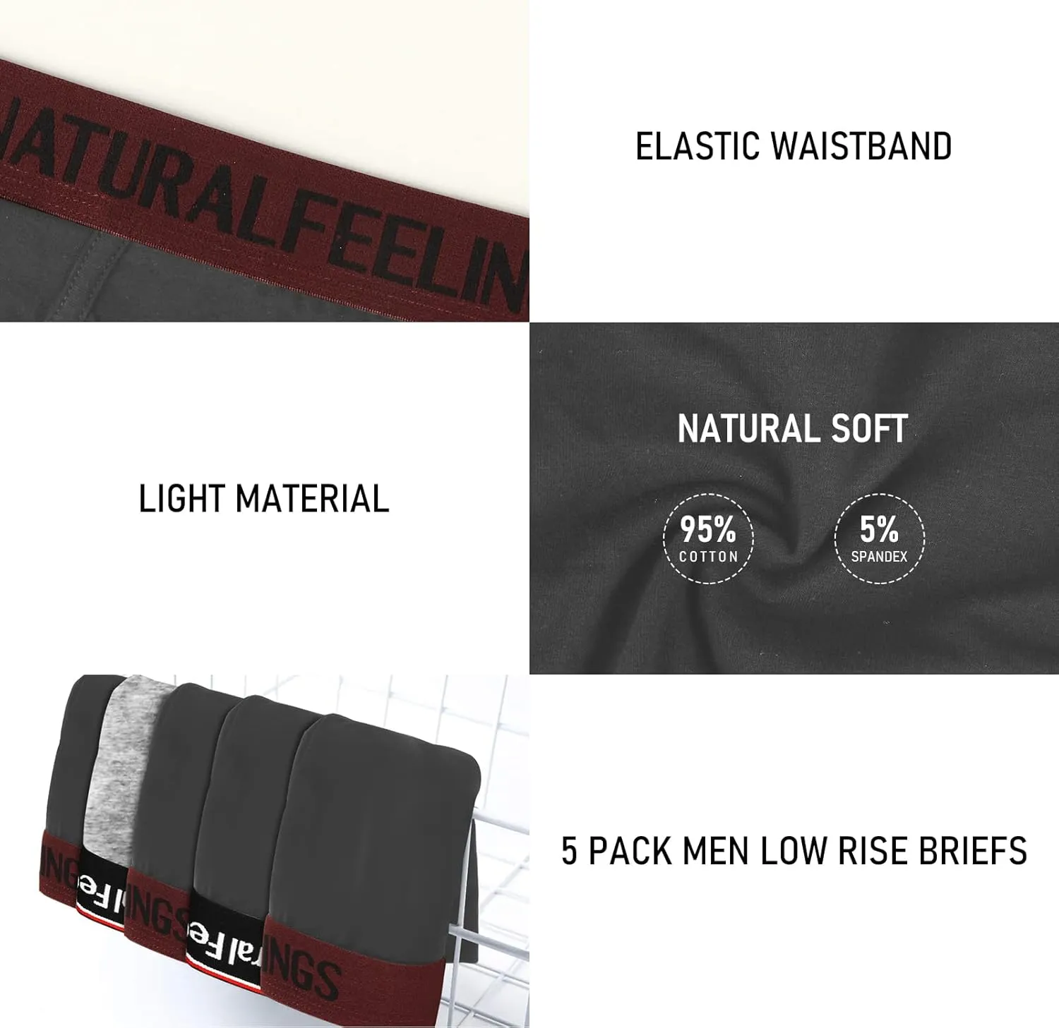 Natural Feelings Mens Underwear Briefs Mens Cotton Briefs for Men Pack with Fly