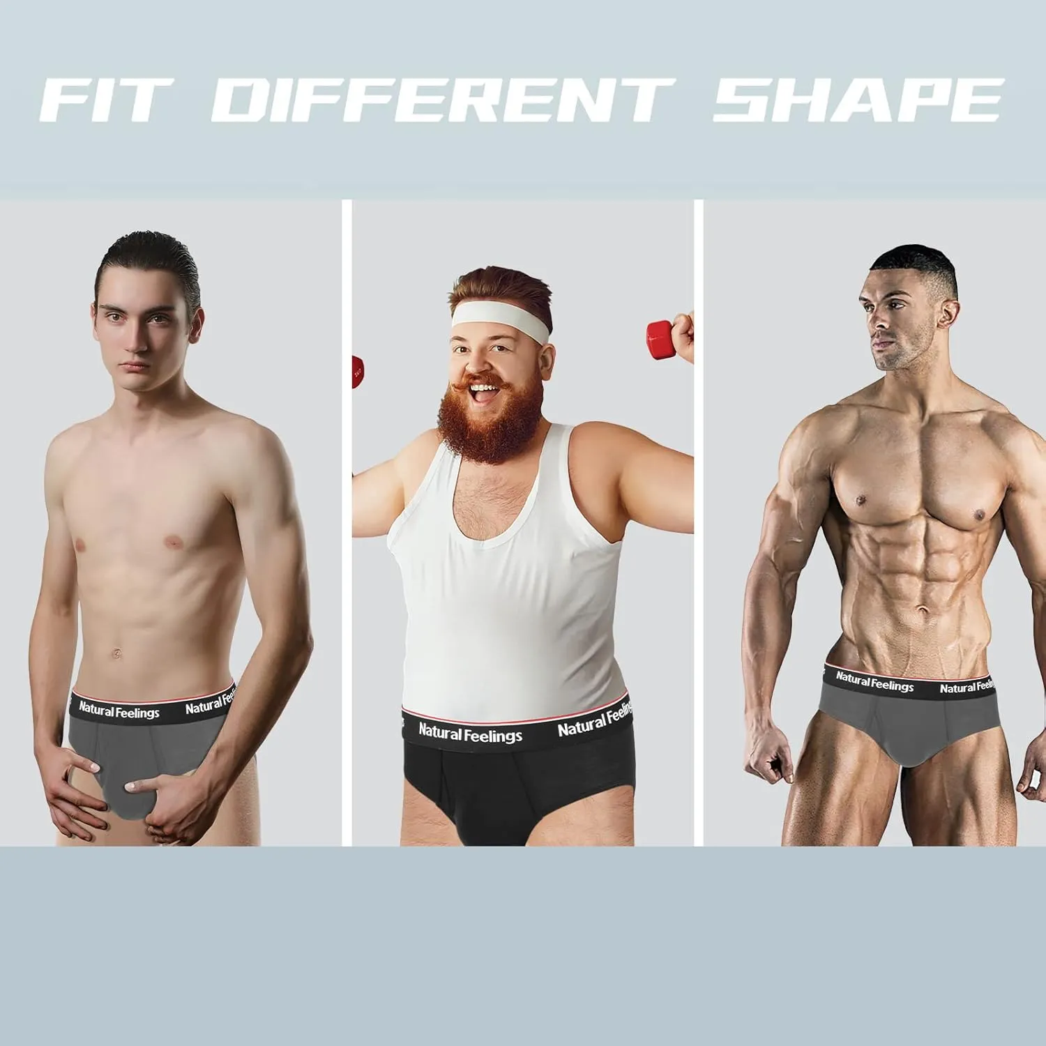 Natural Feelings Mens Underwear Briefs Mens Cotton Briefs for Men Pack with Fly