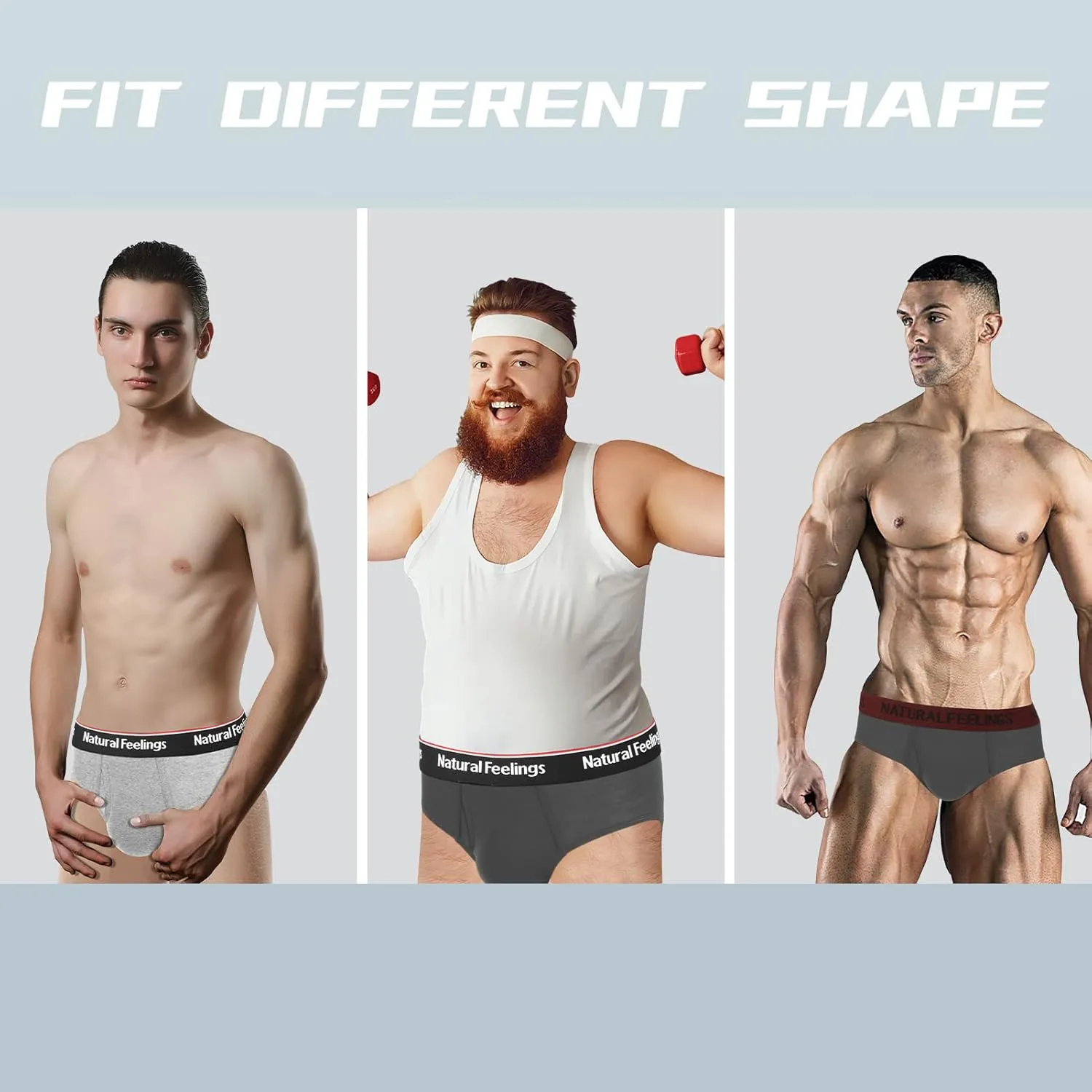 Natural Feelings Mens Underwear Briefs Mens Cotton Briefs for Men Pack with Fly