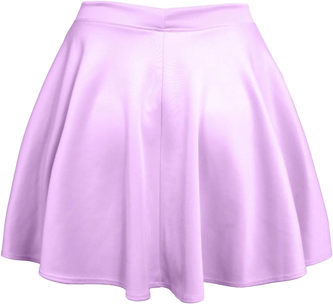 NE PEOPLE Womens Skater Skirt  Stretch Elastic Waist Casual Mini Flared Swing Pleated Skirts Made in USA S-3XL