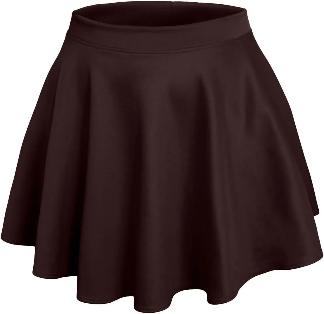 NE PEOPLE Womens Skater Skirt  Stretch Elastic Waist Casual Mini Flared Swing Pleated Skirts Made in USA S-3XL
