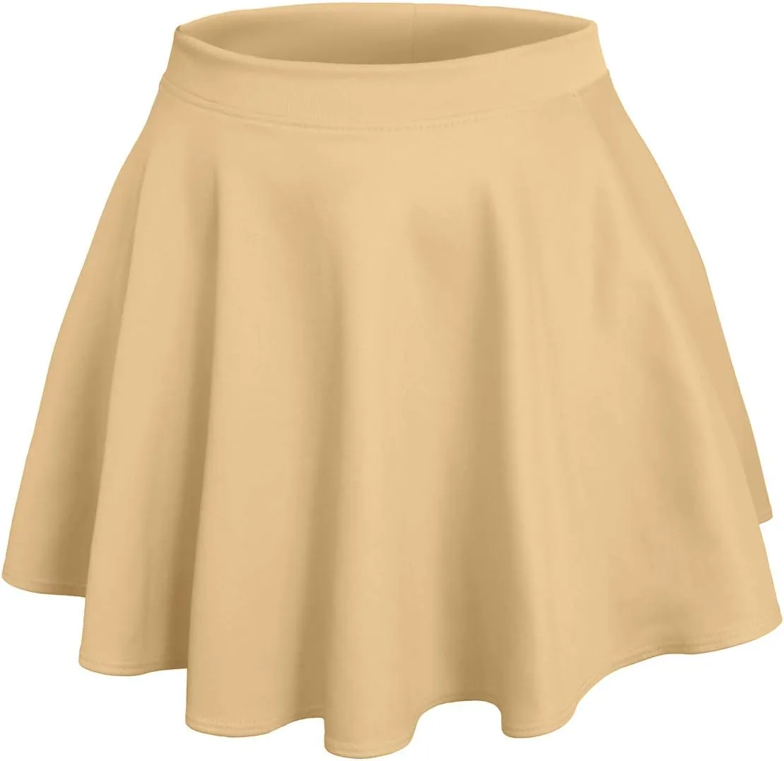 NE PEOPLE Womens Skater Skirt  Stretch Elastic Waist Casual Mini Flared Swing Pleated Skirts Made in USA S-3XL
