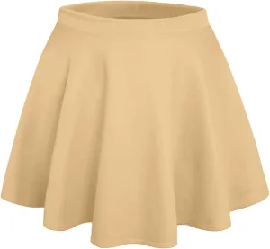 NE PEOPLE Womens Skater Skirt  Stretch Elastic Waist Casual Mini Flared Swing Pleated Skirts Made in USA S-3XL