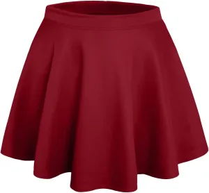 NE PEOPLE Womens Skater Skirt  Stretch Elastic Waist Casual Mini Flared Swing Pleated Skirts Made in USA S-3XL