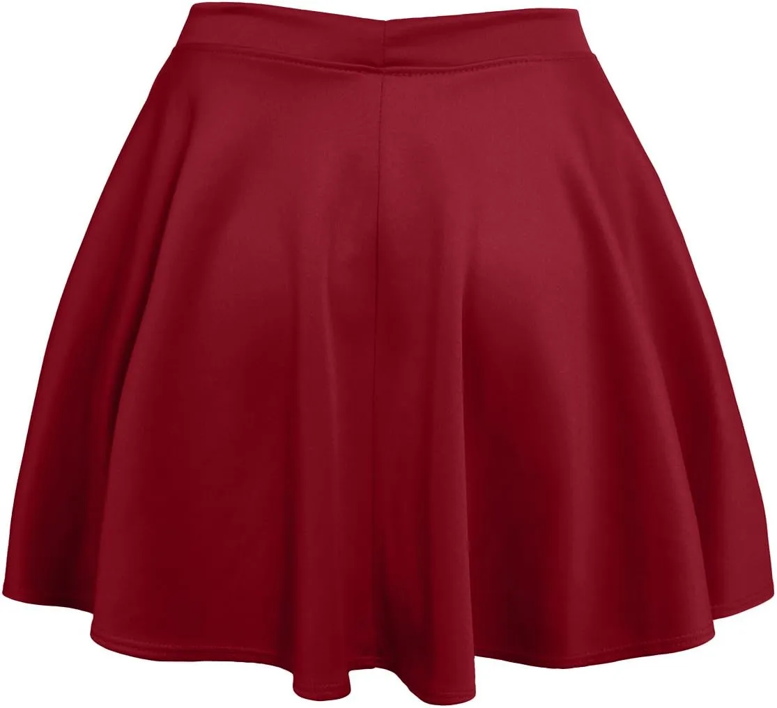 NE PEOPLE Womens Skater Skirt  Stretch Elastic Waist Casual Mini Flared Swing Pleated Skirts Made in USA S-3XL