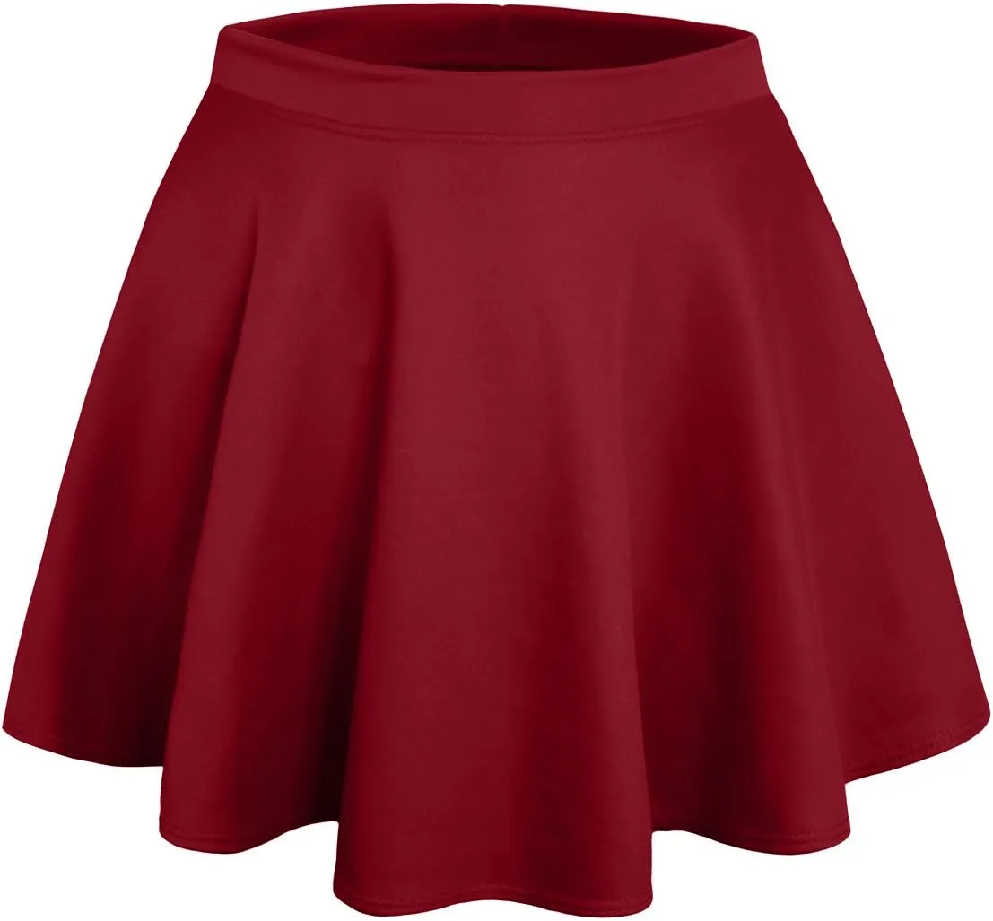 NE PEOPLE Womens Skater Skirt  Stretch Elastic Waist Casual Mini Flared Swing Pleated Skirts Made in USA S-3XL