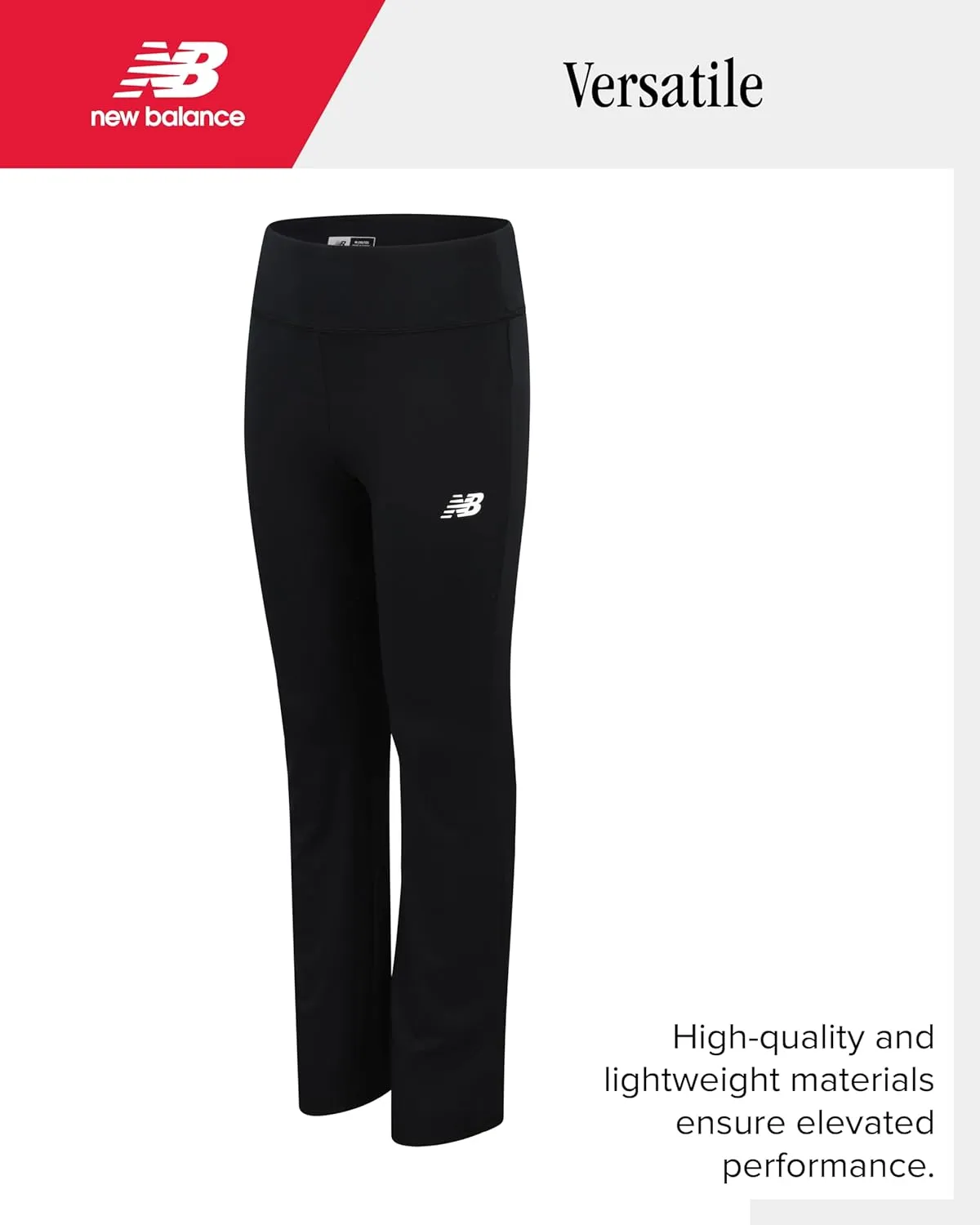 New Balance Girls' Leggings - Bootcut Bell Bottom Flare Leggings - Yoga Pants for Girls: High Waisted, Non-See Through (7-16)