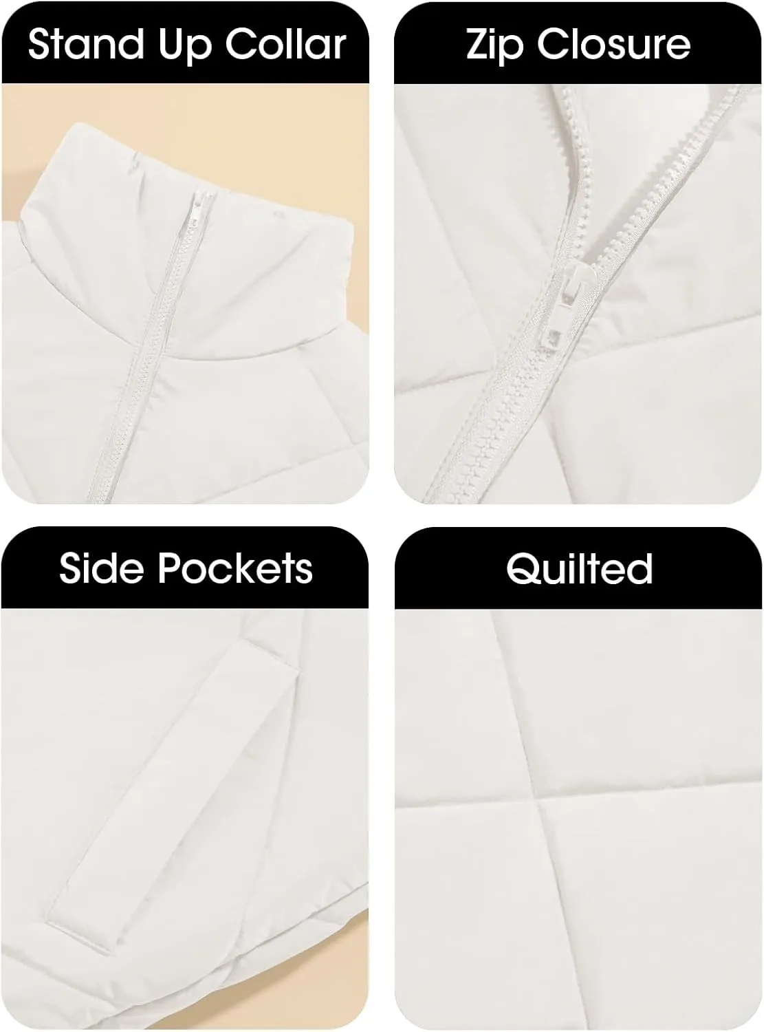 Newffr Women's Quilted Puffer Vest Sleeveless Lightweight Zip Up Jacket Winter Warm Coat Outerwear