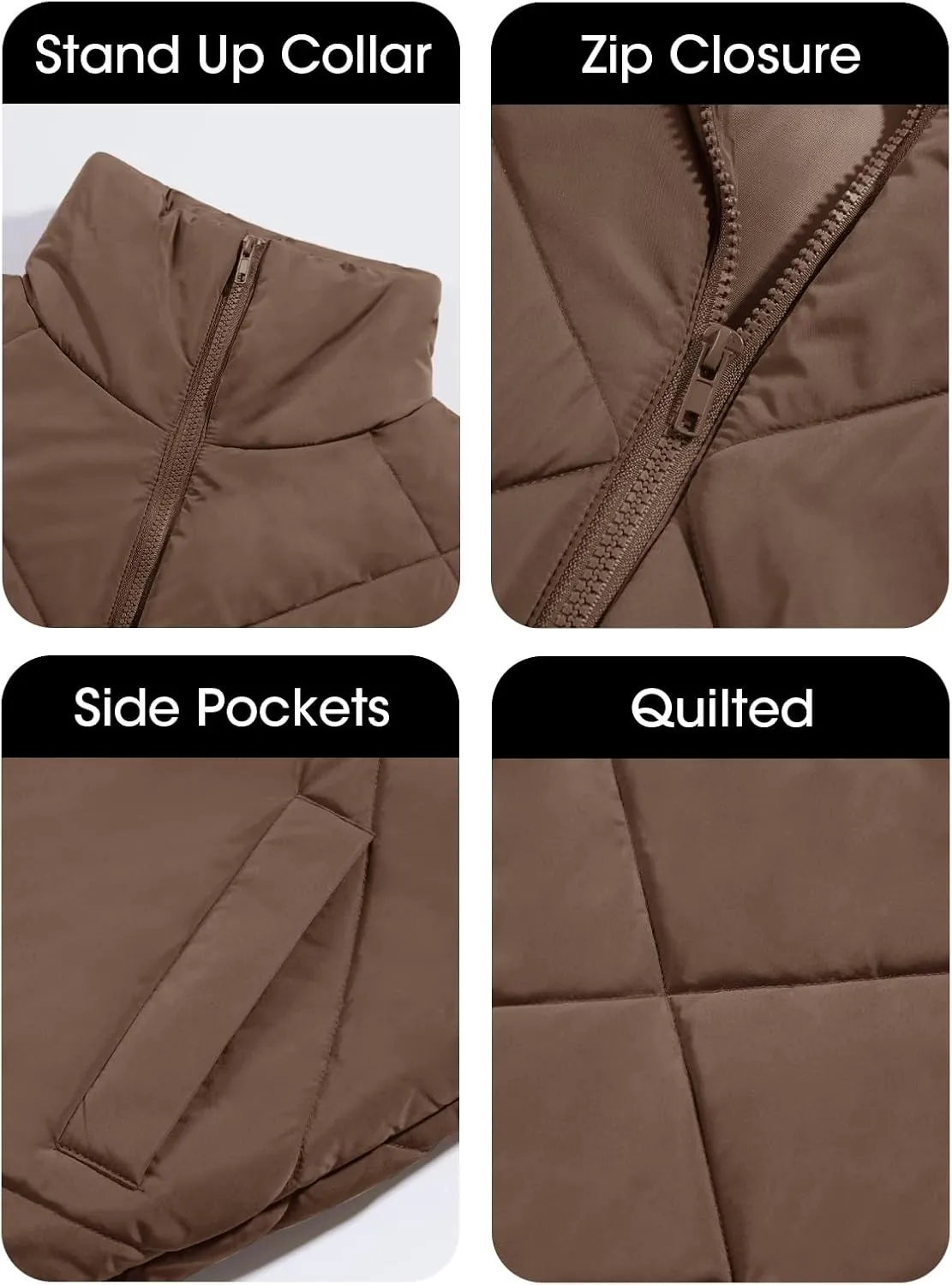 Newffr Women's Quilted Puffer Vest Sleeveless Lightweight Zip Up Jacket Winter Warm Coat Outerwear