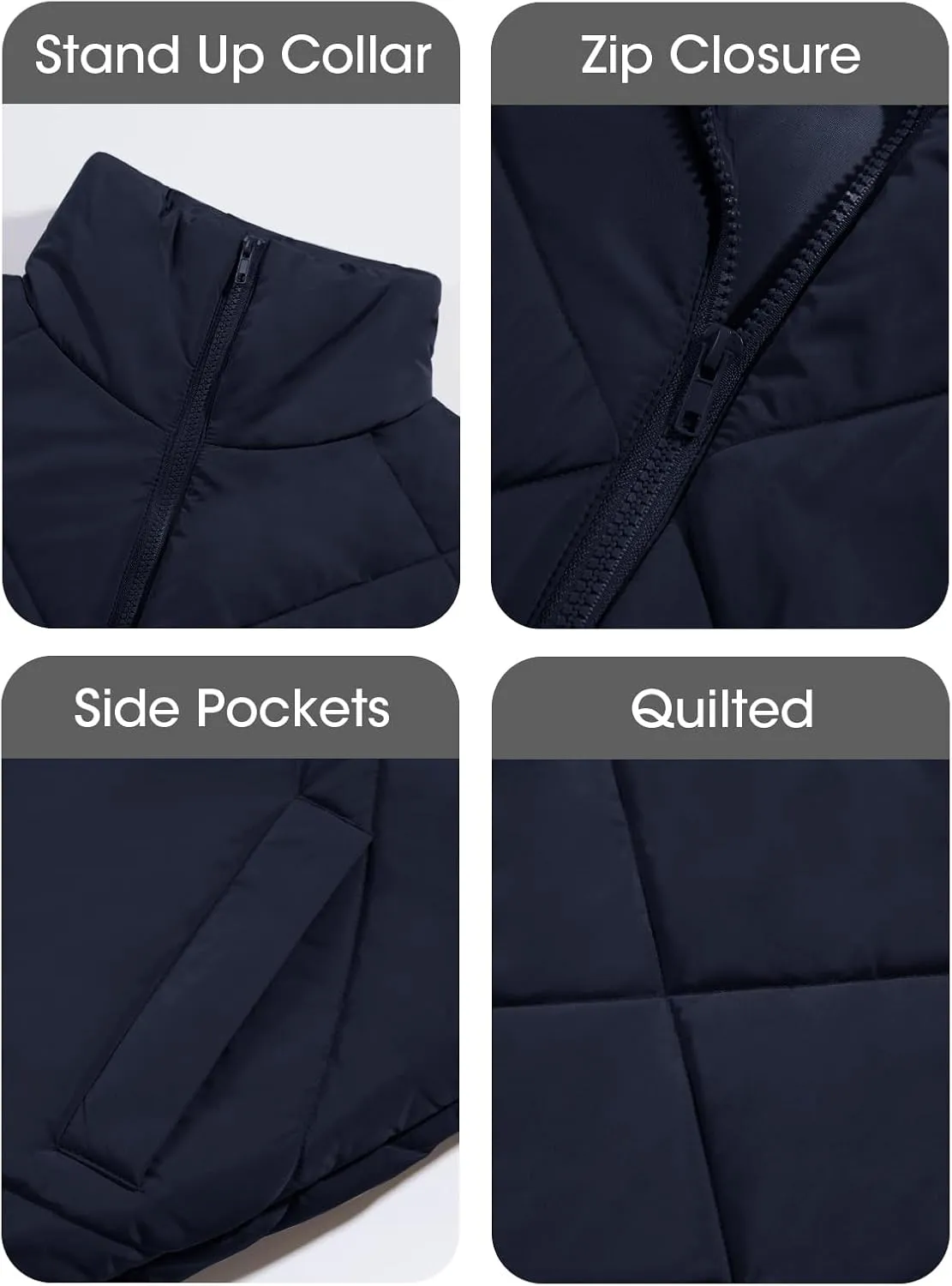 Newffr Women's Quilted Puffer Vest Sleeveless Lightweight Zip Up Jacket Winter Warm Coat Outerwear