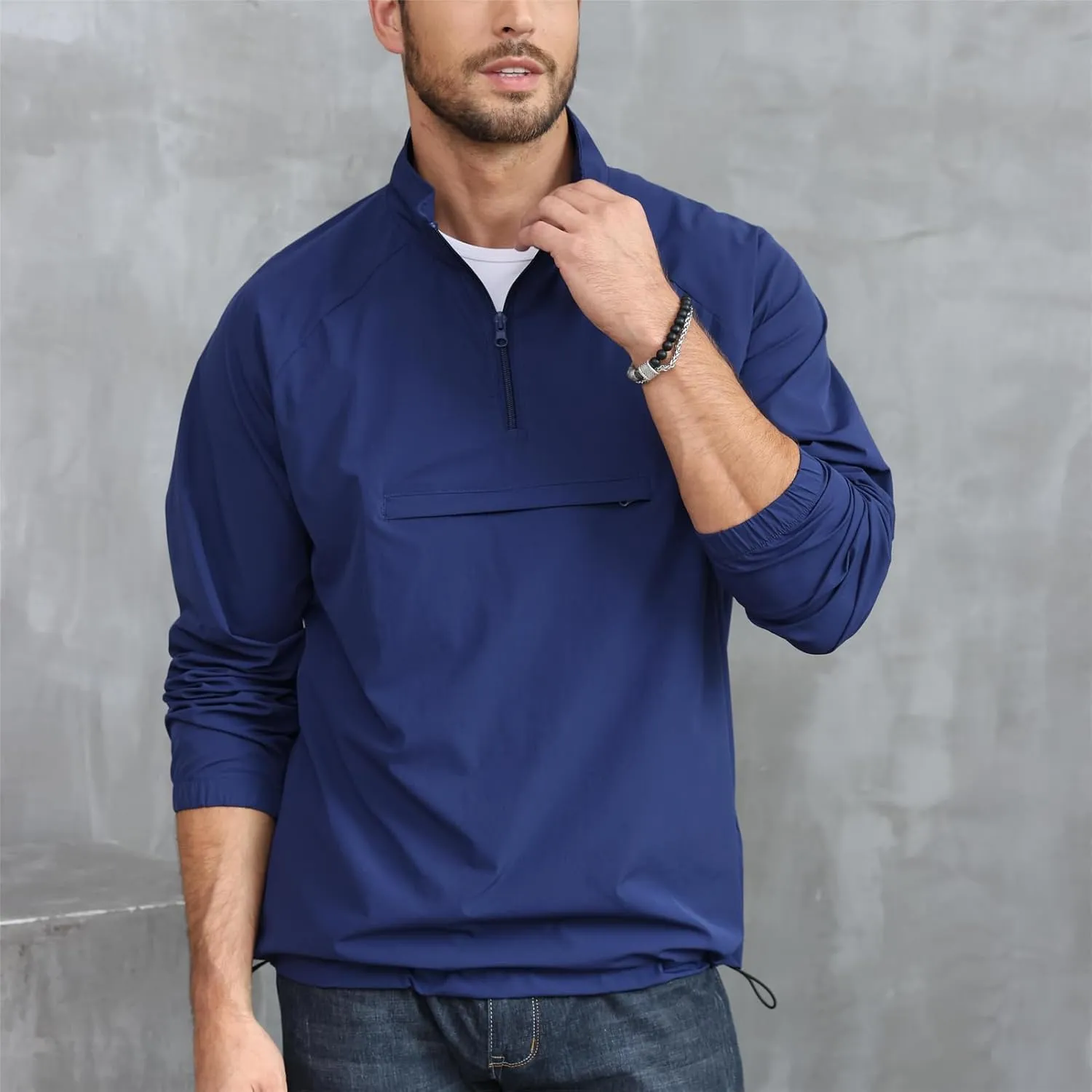 Opomelo Men's Athletic Quarter Zip Pullover Golf Hiking Running Lightweight Jacket Workout Sweatshirt With Pocket
