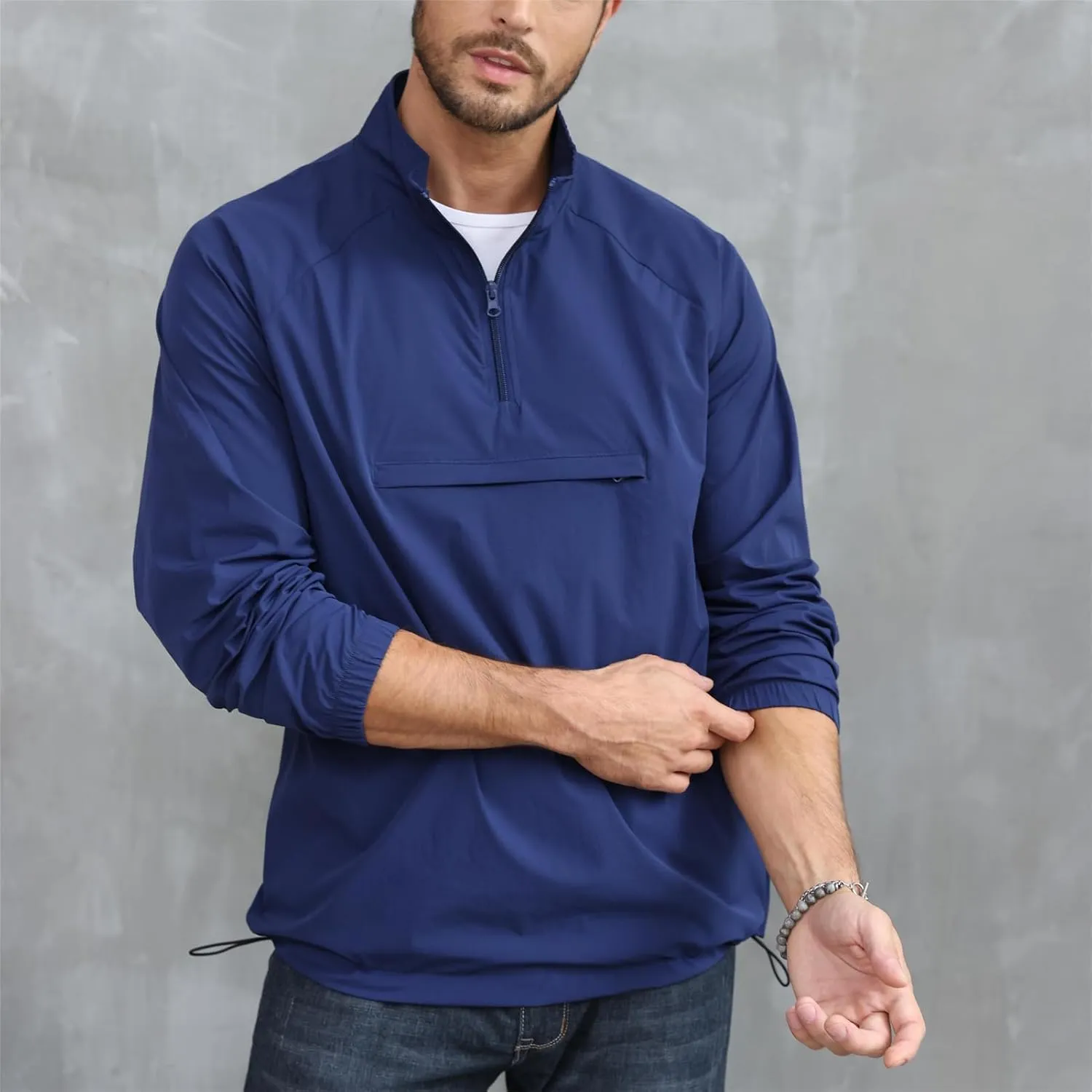 Opomelo Men's Athletic Quarter Zip Pullover Golf Hiking Running Lightweight Jacket Workout Sweatshirt With Pocket