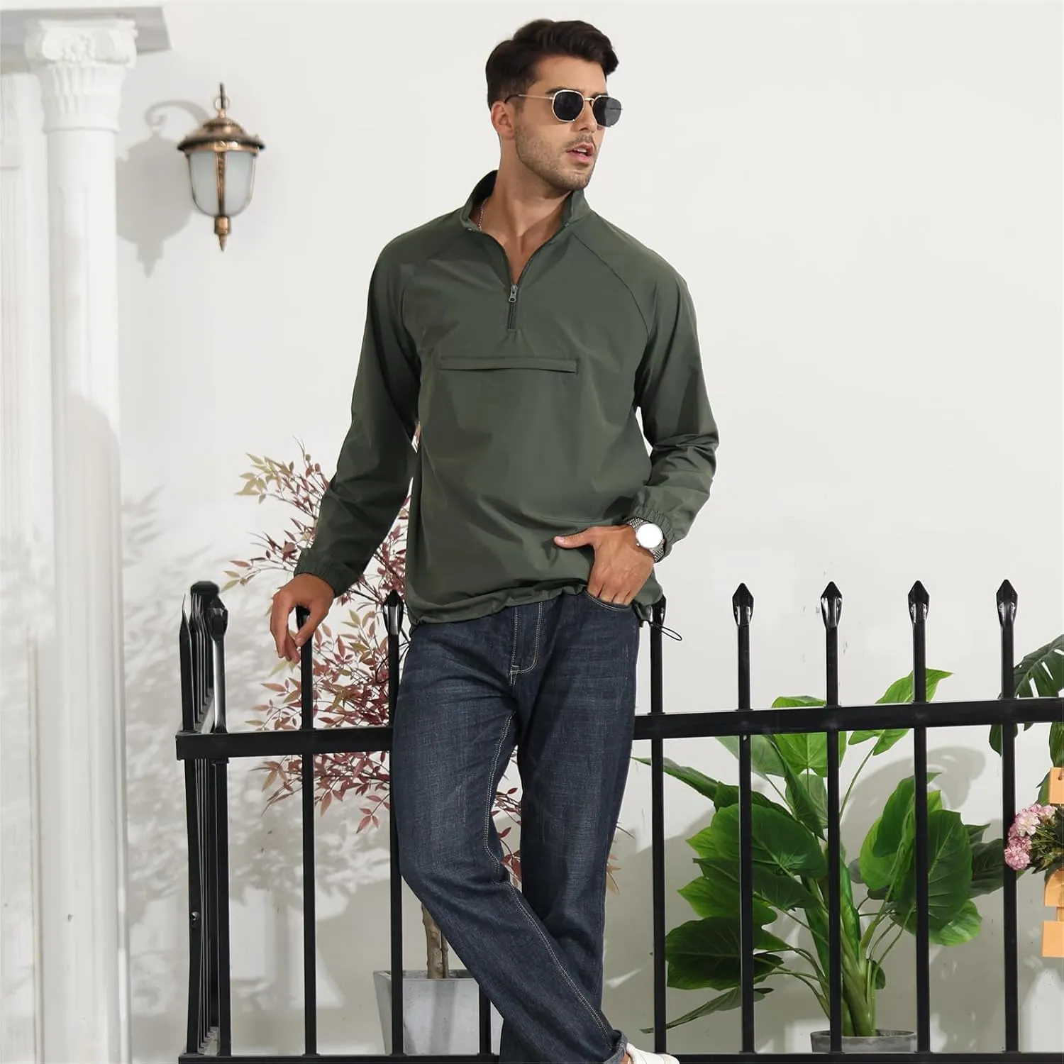Opomelo Men's Athletic Quarter Zip Pullover Golf Hiking Running Lightweight Jacket Workout Sweatshirt With Pocket